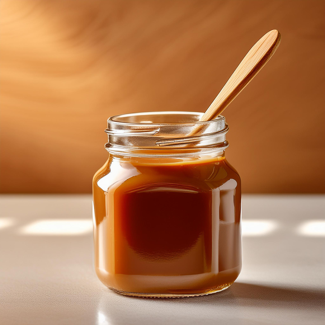 Caramel sauce in a mason Jar