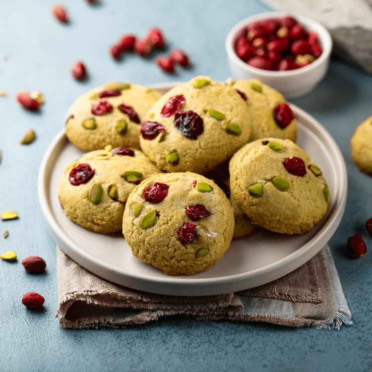 Keto Cranberry Pistachio Shortbread Cookies