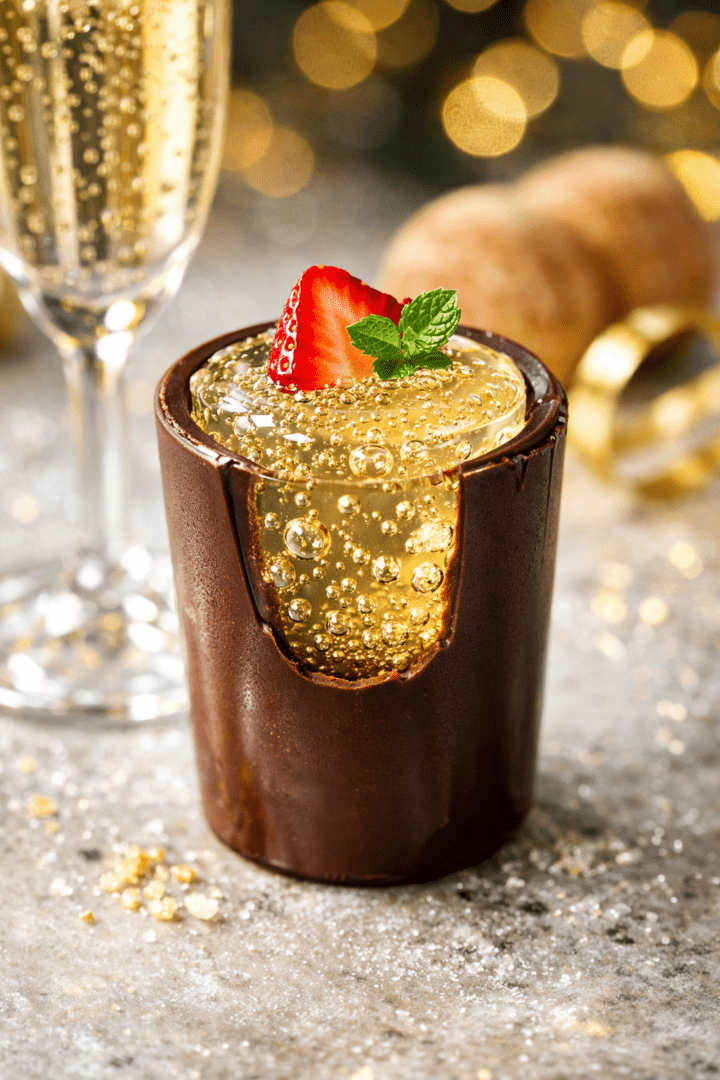 Champagne Jello Shots in Edible Chocolate Shot Glasses