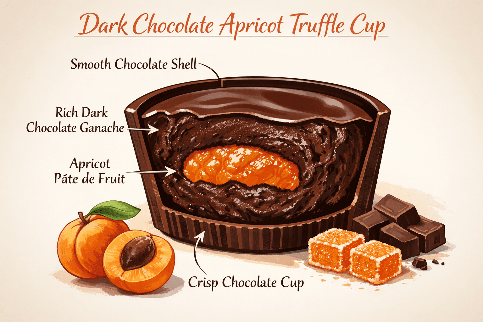 Dark Chocolate Apricot Truffle Cups