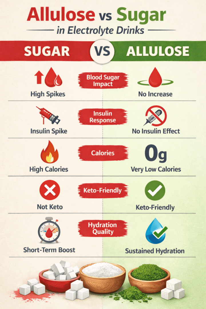 Allulose vs sugar comparison in drinks