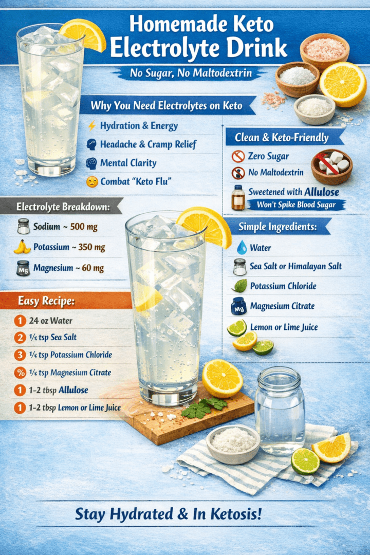 Homemade Keto Electrolyte Drink (No Sugar, No Maltodextrin)