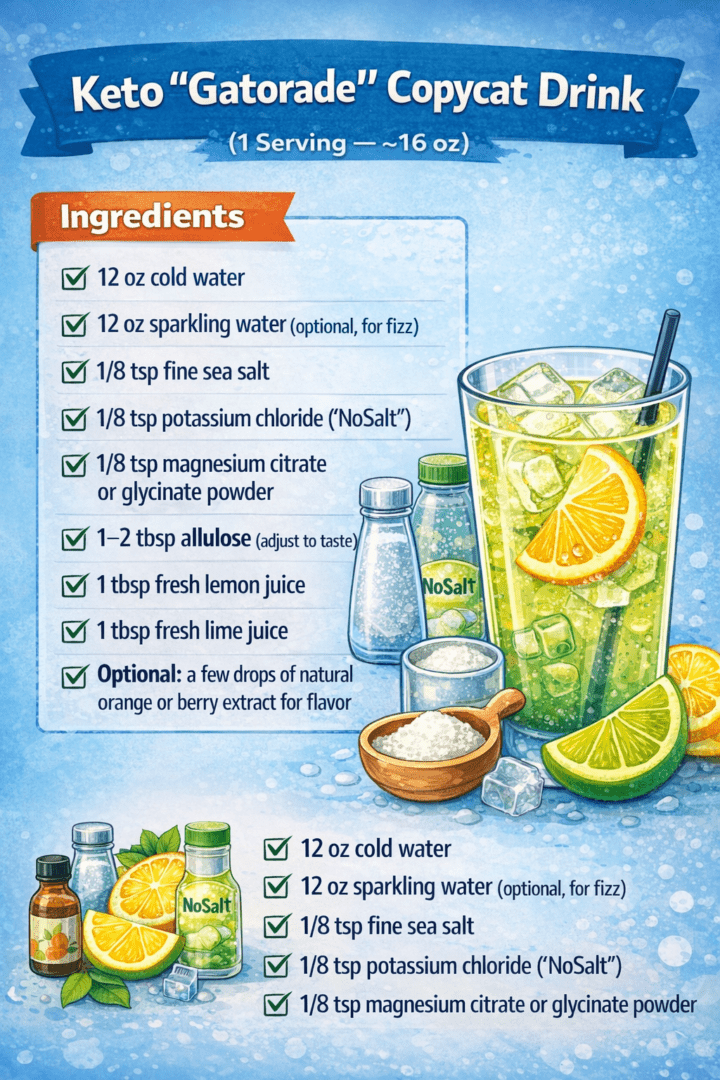 Keto “Gatorade” Copycat Drink (Low-Carb, Allulose-Sweetened)