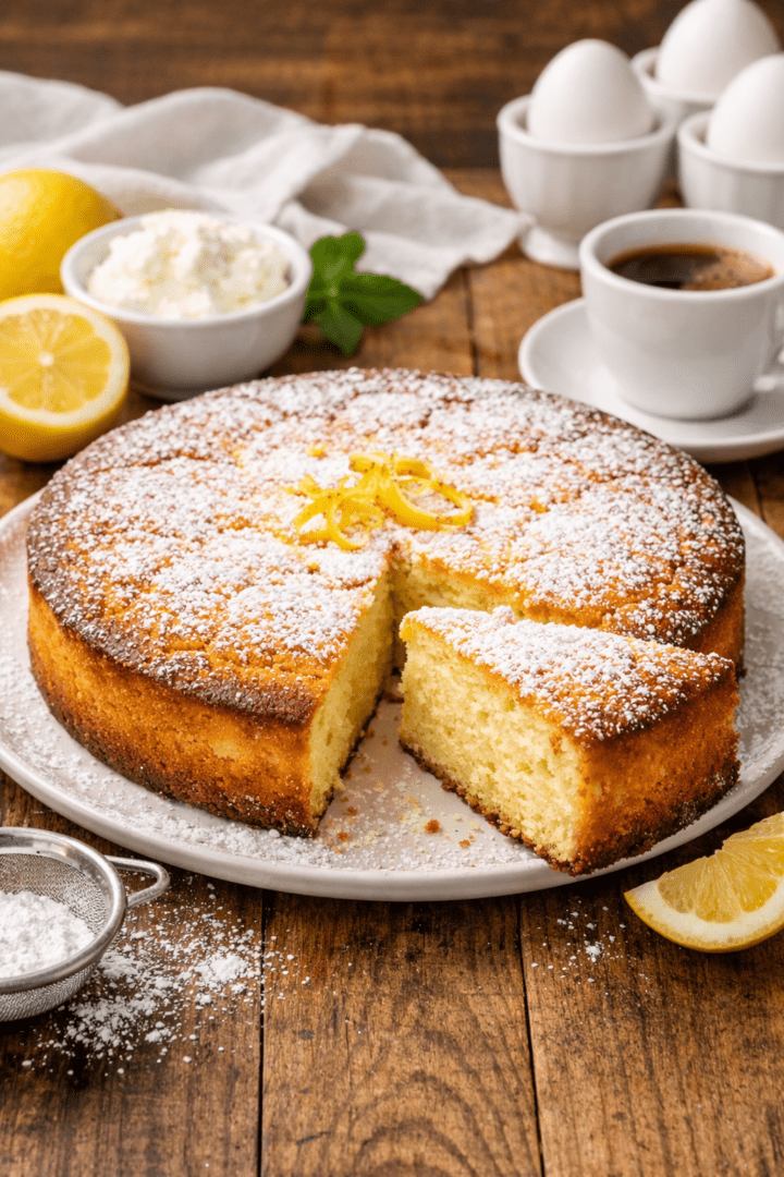 Keto ricotta lemon cake slice