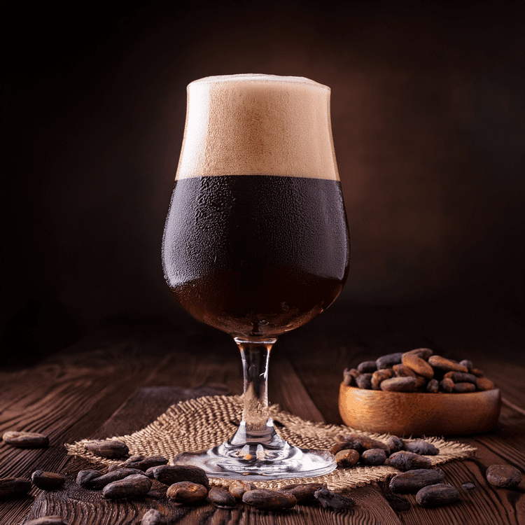 Cocoa nibs infused stout beer