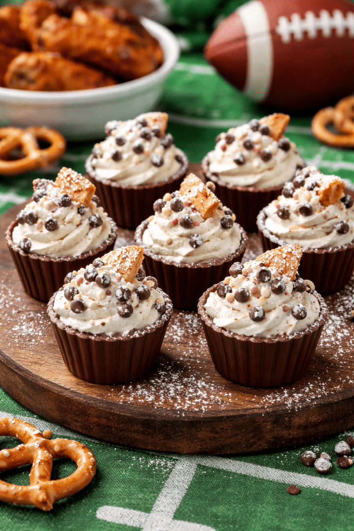 Chocolate cannoli cream cups on game day