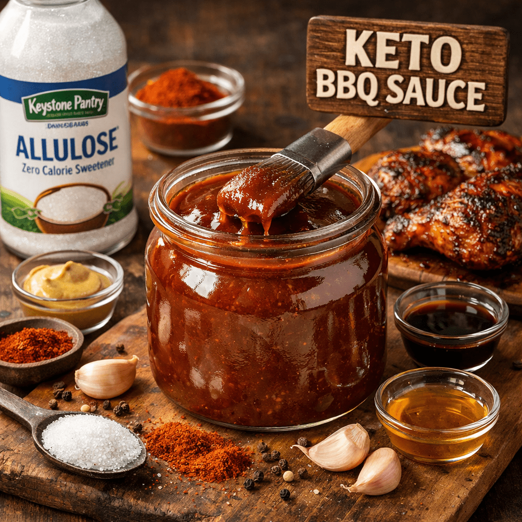 Keto BBQ sauce preparation scene