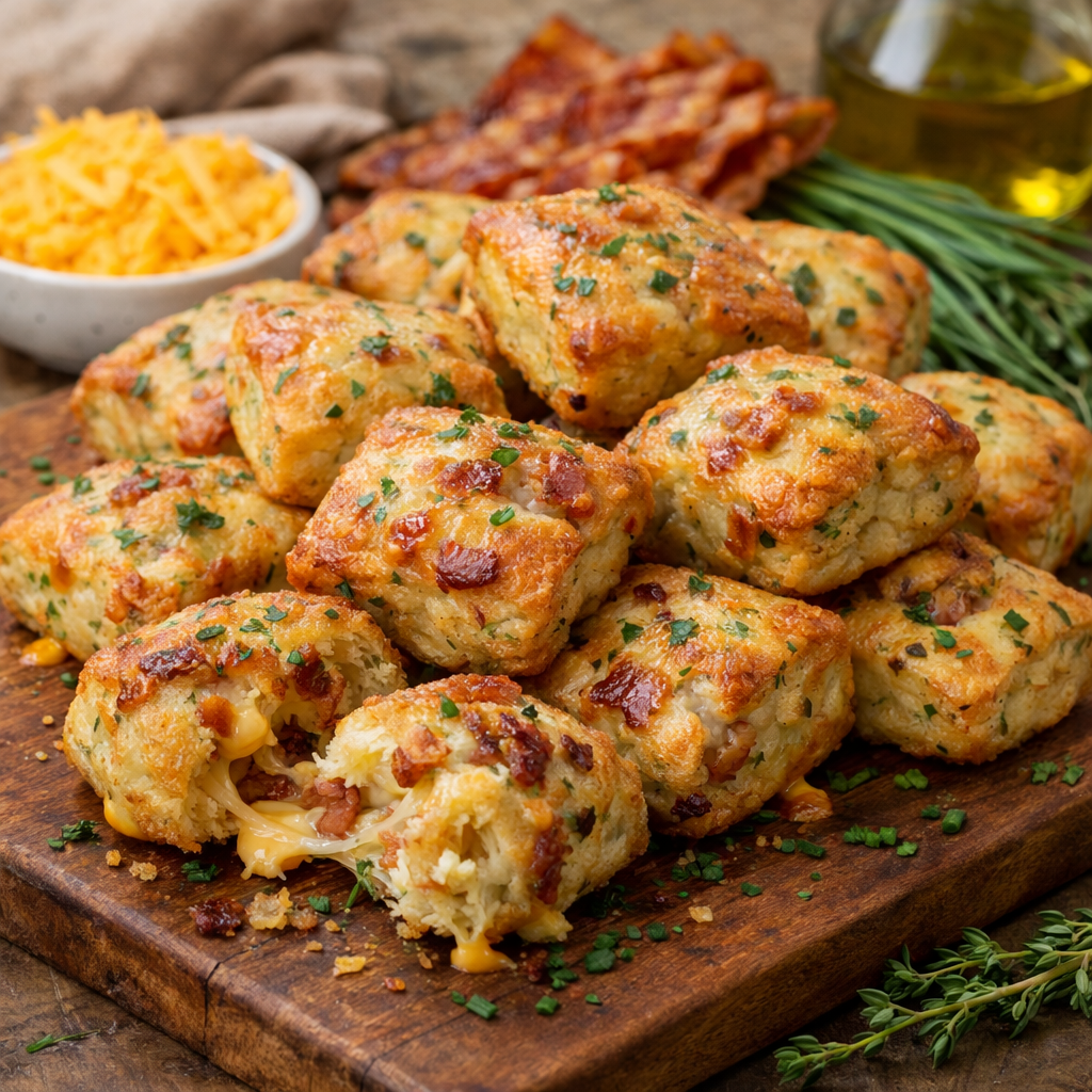 Keto beignets with bacon and Gruyère