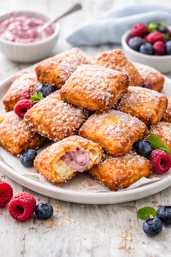 Keto berry cream beignets with mint