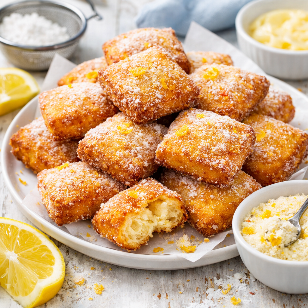 Keto lemon sugar beignets with zest