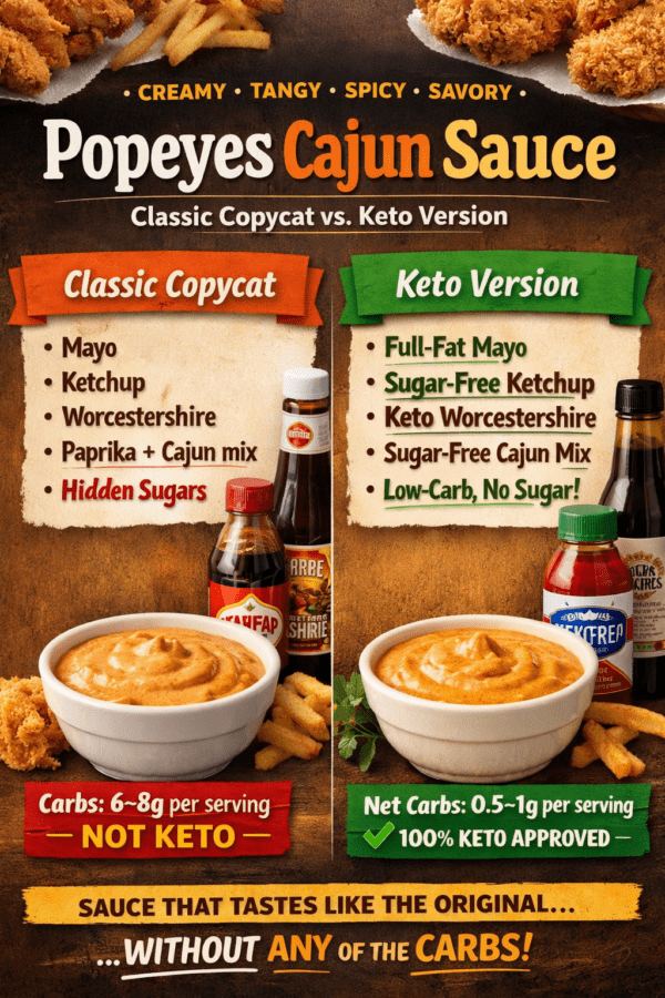 Popeyes Cajun Sauce classic vs keto comparison