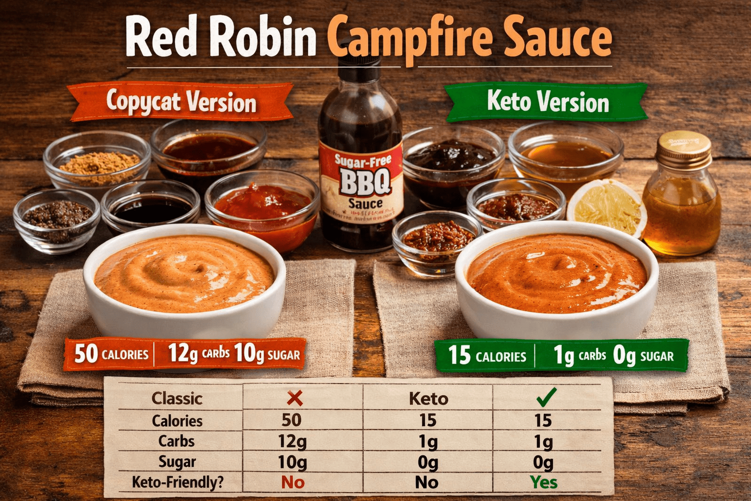 Red Robin sauce comparison classic vs keto