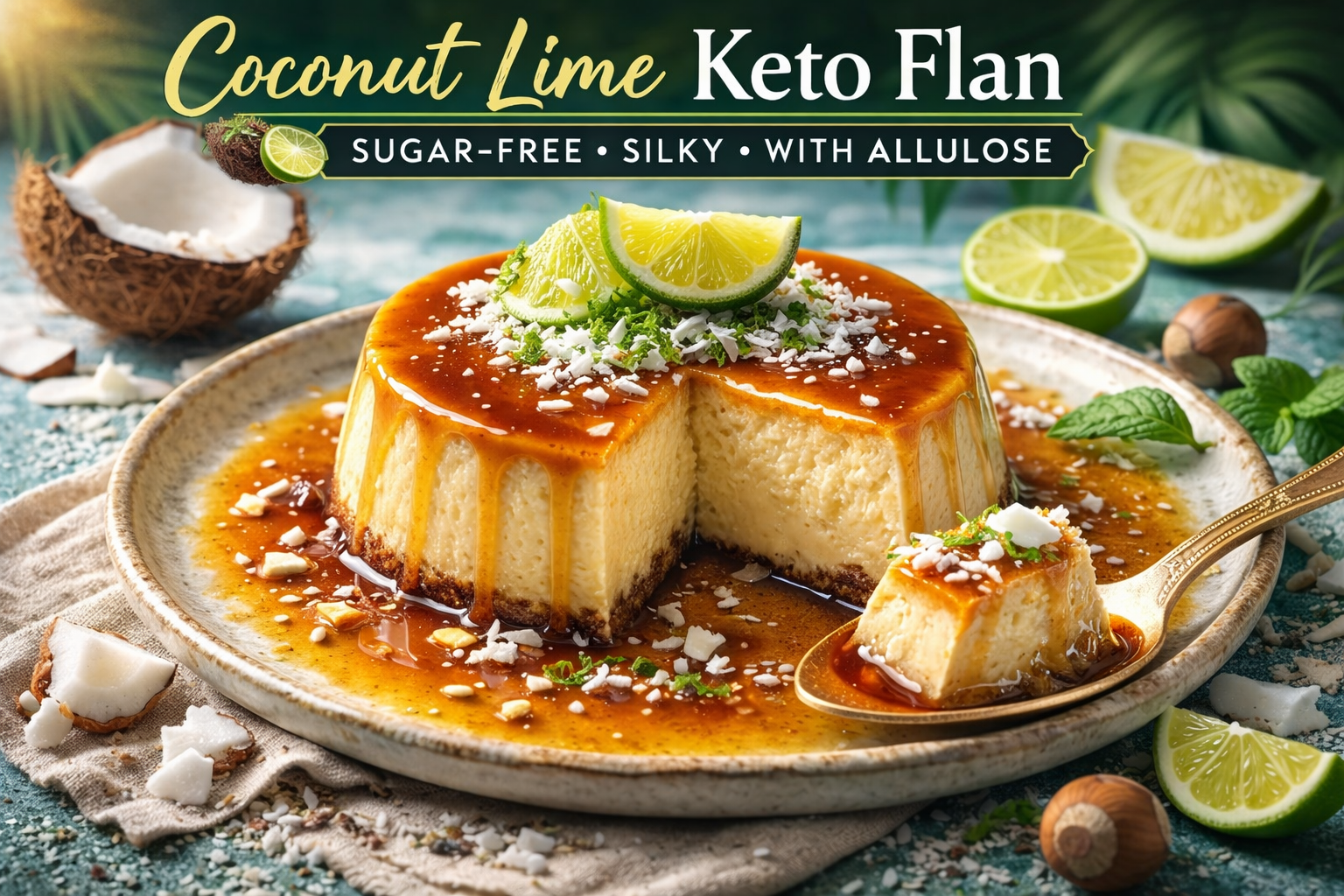 Coconut lime keto flan delight