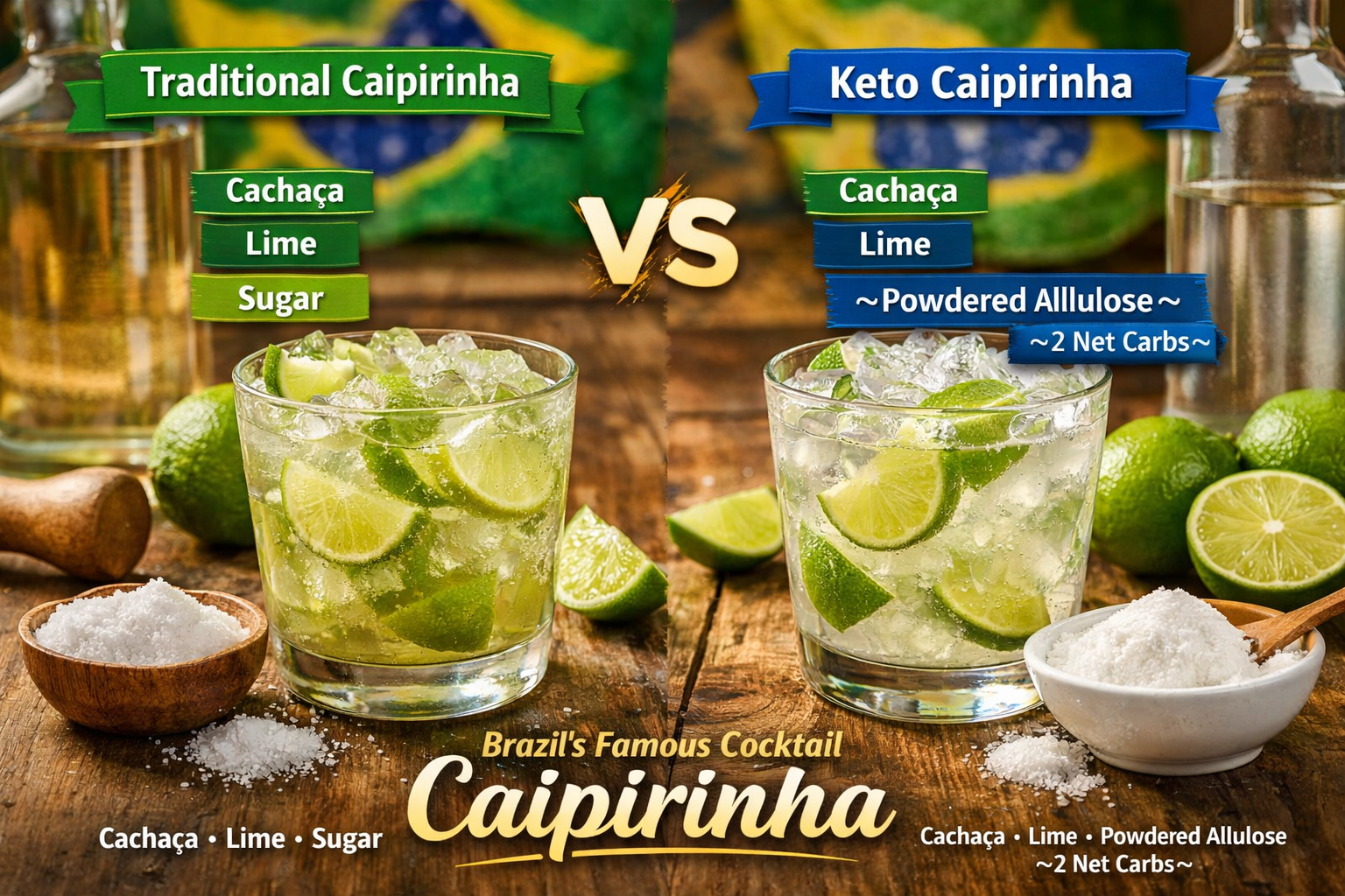 Traditional vs Keto Caipirinha showdown